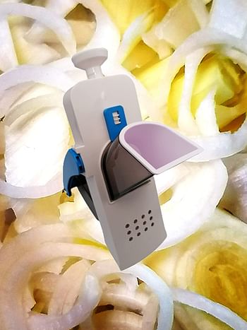 Vegetable Slicer Adjustable Thickness Potato Onion Chopper Safe Upright Dicer Fruit (Warm Blue, Stainless Steel) (Warm Blue, stainless_steel)/One size