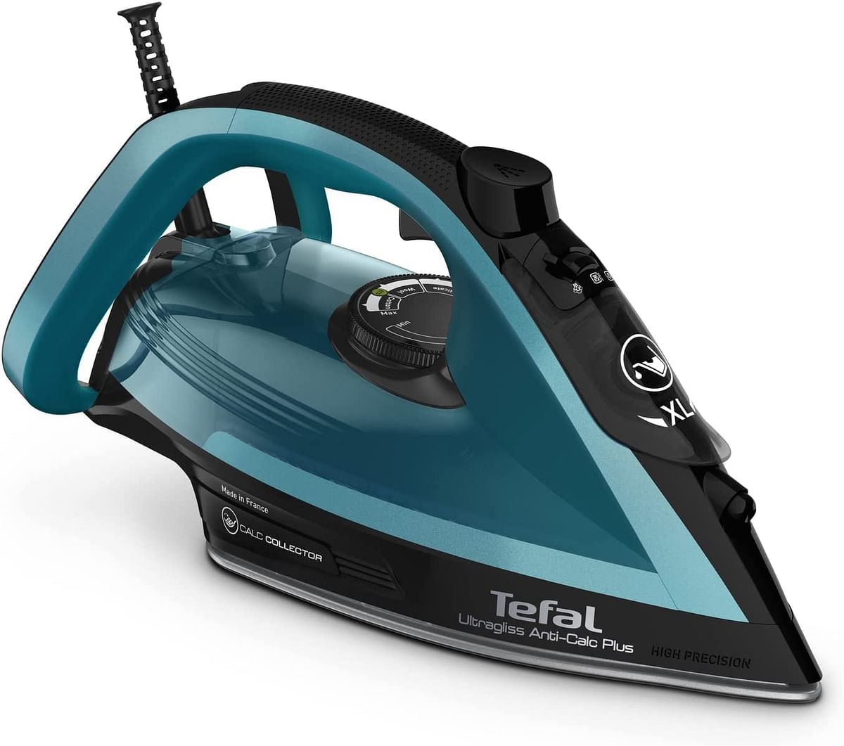 Tefal Ultraglish Steam Iron, Durilium Airglide, Anti calc, Anti Drip, 2800 Watts, Blue / Black, FV6832M0