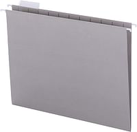 Smead Colored Hanging File Folder with Tab, 1/5-Cut Adjustable Tab, Letter Size, Gray, 25 per Box (64063)