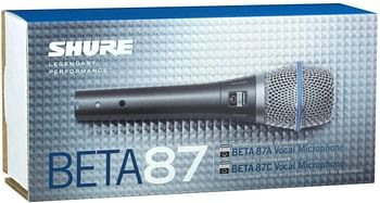 Shure BETA 87A, Vocal Microphone, Supercardioid Pattern, Professional Voice Recording, For Live Singing & Performance, Warm & Accurate Sound, Black