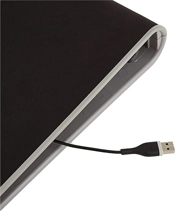 بساط تاركوس خفيف الوزن للحمل مع مروحة تهوية مزدوجة يمنع ارتفاع درجة الحرارة، منفذ USB LED، وسادة تبريد للكمبيوتر المحمول، أسود/رمادي (AWE55US) أسود مع رمادي