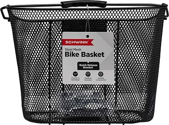 Schwinn Wire Basket for Bikes with Quick Release, Black, Medium