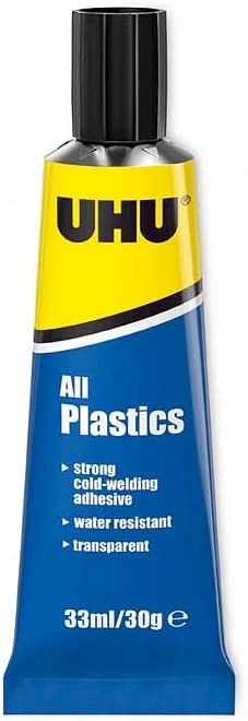 UHU ALL PLASTICS ADHESIVE SPECIAL REPAIR AND MODEL MAKING GLUE 33 ml Tube Transparent