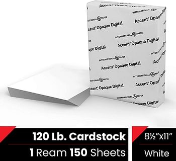 Accent Opaque White 8.5” x 11” Cardstock Paper, 120 Lb, 325 GSM 150 Sheets 1 Ream Premium Smooth Extremely Heavy Cardstock, Printer Paper for Invitations, Cards, Menus, Business Cards – 188179R