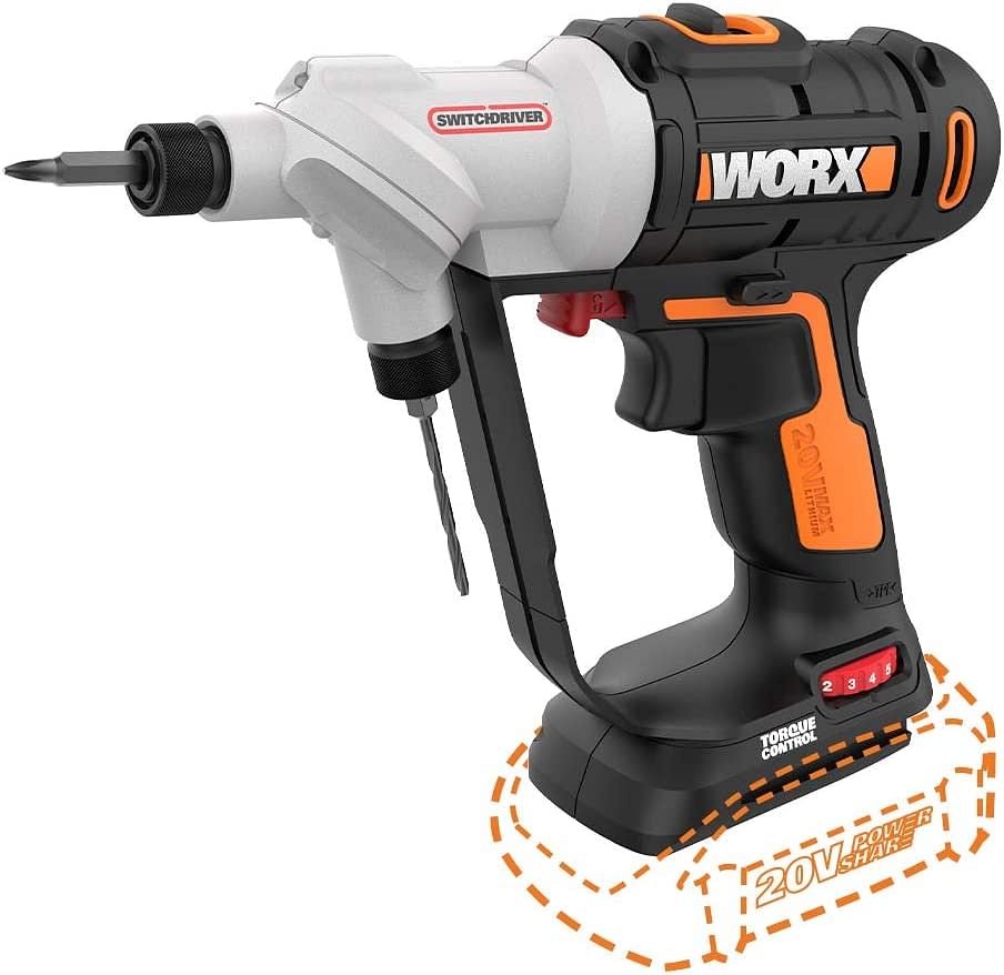 Worx WX176L.9 20V Power Share Switchdriver 2-in-1 Cordless Drill & Driver (Tool Only) Multicolor