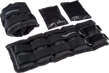 Adjustable Ankle and Leg Weights 5 pounds, Black, 4 by 6 inches/5 pounds/Black/4 by 6 inches