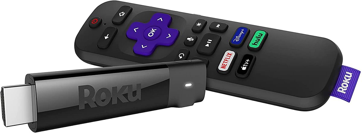 Roku Streaming Stick plus 4K HDR HD streaming player with 4x the wireless range & voice remote with TV power and volume, 3810R