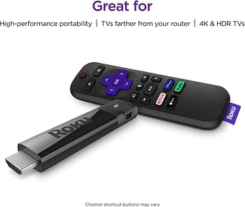 Roku Streaming Stick plus 4K HDR HD streaming player with 4x the wireless range & voice remote with TV power and volume, 3810R