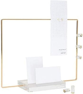 russell+hazel Memo Display with Empty Metal Frame, Clear with Gold-Toned Hardware, 10-11/16” x 4” x 8-7/16” (44625)