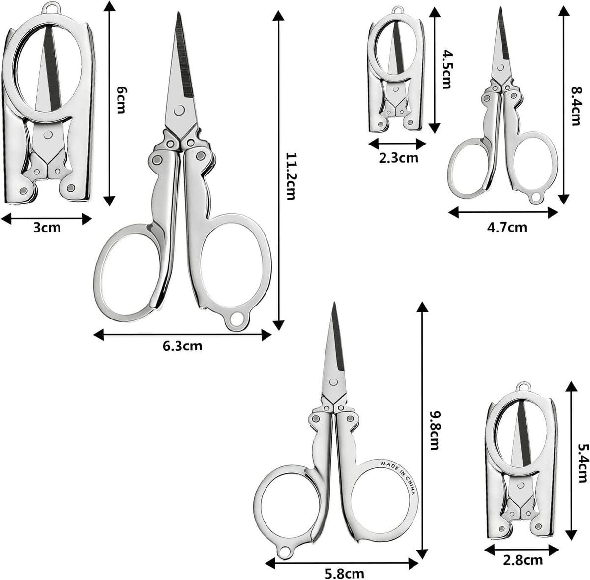 6 Pieces Portable Foldable Scissors Stainless Steel Folding Scissors ...