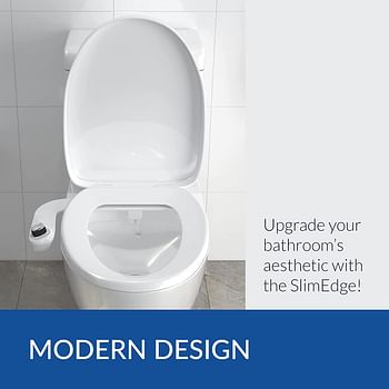 BioBidet SlimEdge Simple Bidet Toilet Attachment in White with Dual Nozzle, Fresh Water Spray, Non Electric, Easy to Install, Brass Inlet and Internal Valve