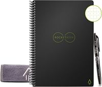 Rocketbook Smart Reusable Notebook - Dot-Grid Eco-Friendly Notebook with 1 Pilot Frixion Pen & 1 Microfiber Cloth Included - Infinity Black Cover, Executive Size (6" x 8.8"), Model Number: EVR-E-K-A Inifinity Black/Executive