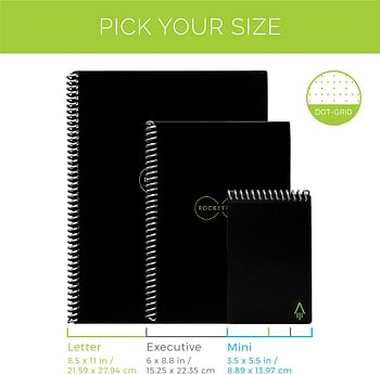 Rocketbook Smart Reusable Notebook - Dot-Grid Eco-Friendly Notebook with 1 Pilot Frixion Pen & 1 Microfiber Cloth Included - Deep Space Gray Cover, Letter Size (8.5" x 11") (EVR-L-K-A)