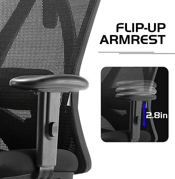 SIHOO Office Chair Ergonomic Office Chair, Breathable Mesh Design High Back Desk Chair with Adjustable Headrest and Lumbar Support (Black) 70D x 70W x 107H centimeters