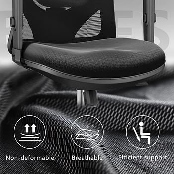 SIHOO Office Chair Ergonomic Office Chair, Breathable Mesh Design High Back Desk Chair with Adjustable Headrest and Lumbar Support (Black) 70D x 70W x 107H centimeters