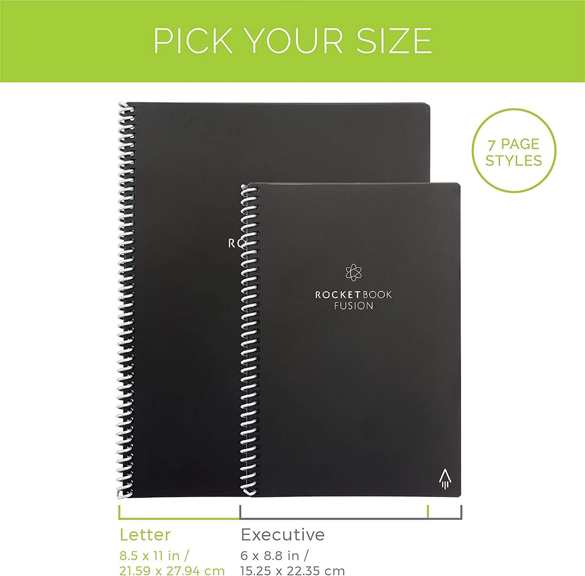 Rocketbook Fusion Smart Reusable Notebook - Calendar, To-Do Lists, and Note Template Pages with 1 Pilot Frixion Pen & 1 Microfiber Cloth Included - Lunar Winter Cover, Executive Size (6" x 8.8")