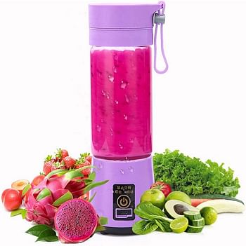 Rechargeable Juicer Cup, Portable Blender 400ml Fruit Mixing Machine with Six Blades & USB Charger Cable,Purple