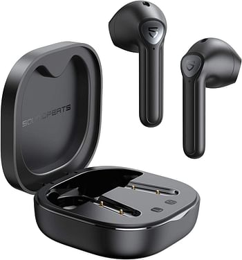 SOUNDPEATS TrueAir2 Wireless Earbuds with Qualcomm QCC3040 Bluetooth V5.2 headphones, 4 Mic and CVC 8.0 Noise Cancellation for clear calls, True Wireless Mirroring, Total 25 Hours,aptX Codec , /Black/One Size