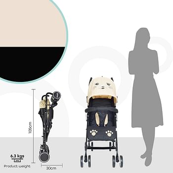 Moon Safari-Ultra light weight/Compact fold Travel/Character Stroller/Pram/Pushchair suitable for Babies/infant/kids(From 3 Months to 3 Years) upto 20 kg -Biege