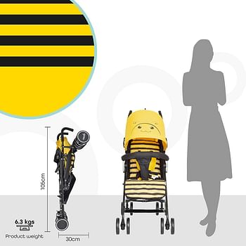 Moon Safari-Ultra light weight/Compact fold Travel/Character Stroller/Pram/Pushchair suitable for Babies/infant/kids(From 3 Months to 3 Years) upto 20 kg -Bee