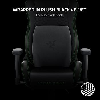 وسادة الرأس ريزر - دعم للرقبة والرأس لمقاعد الألعاب، مصممة هندسيًا، حشوة من الفوم المتكيف، ملفوفة بالقطيفة السوداء - باللون الأسود