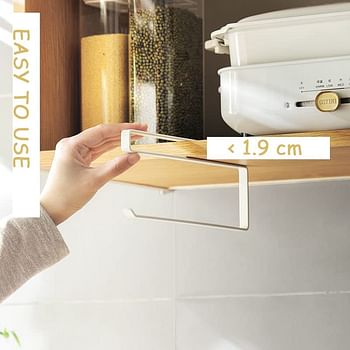 SKY-TOUCH Paper Towel Holder Wall Mounted No Drilling, Paper Towel Holder Under Cabinet, Toilet Roll Holder Self Adhesive, Towel Hanger Tissue Paper for Bathroom Kitchen (White) 6974042151485/1 piece