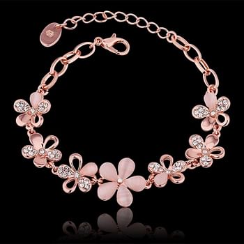 Yellow Chimes Moxie Collection Classic Opal 18K Rose Gold Bracelet Bangle for Girls and Women. (MXFJBR-160OPL-PK) Rose Gold