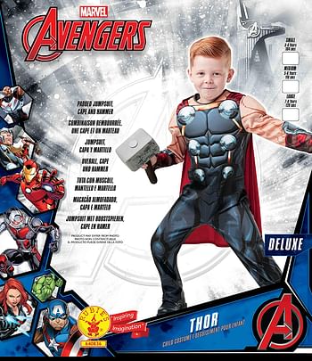 Rubie's Official Marvel Avengers Thor Deluxe Childs Costume, Kids Superhero Fancy Dress