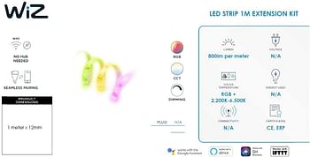 Wiz Colours Smart Led Light Strip 1 Meter Extension Kit Compatible Only With Wiz Starter Kit Model Wz26711681 Asin : B08Hq2Kynm, White, Wz26018081, 1M