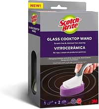 Scotch-Brite Glass Cooktop Cleaning Wand 720-Ct, Scratch Free And Chemical Free Cleaning, For Glass Stovetops, Tackle Burnt-On Messes, Cleans With Just Water. 1 Wand + 2 Refill Heads/Pack