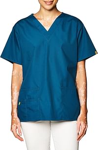 WonderWink Women's Plus Size Scrubs Bravo 5-Pocket V-Neck Top /Caribbean/XXS