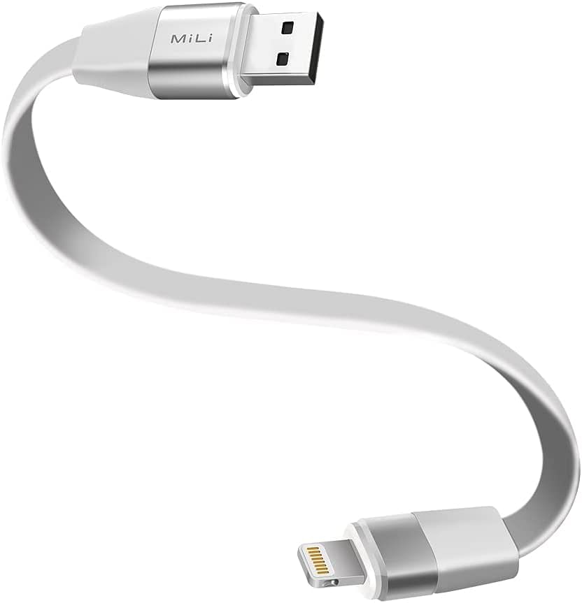 MiLi iData Multi-functional Smart Cable 64GB [Charge & Store Data] Plug & Play, iData Pro App for Secure Offline Data Transfer [Store Music & Video] - for iOS & Mac/PC - 20cm - White