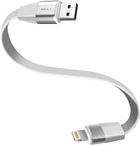 MiLi iData Multi-functional Smart Cable 64GB [Charge & Store Data] Plug & Play, iData Pro App for Secure Offline Data Transfer [Store Music & Video] - for iOS & Mac/PC - 20cm - White