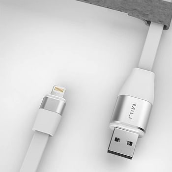 MiLi iData Multi-functional Smart Cable 64GB [Charge & Store Data] Plug & Play, iData Pro App for Secure Offline Data Transfer [Store Music & Video] - for iOS & Mac/PC - 20cm - White