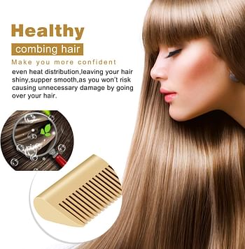 Hot Comb Hair Straightener, Electric Heating Comb, Portable Travel Anti-Scald Beard Straightener Press Comb, Ceramic Comb Security Portable Curling Iron Heated Brush, Black