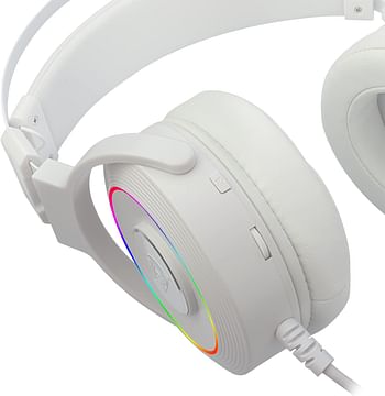 سماعة راس للالعاب من ريدراجون لاميا 2 بيضاء، USB RGB مع حامل/أبيض