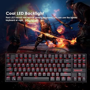 Redragon K552-2 87 Keys 60% Small Tkl Mechanical Gaming Keyboard (Black Red Led Backlit)/Multi color/one size