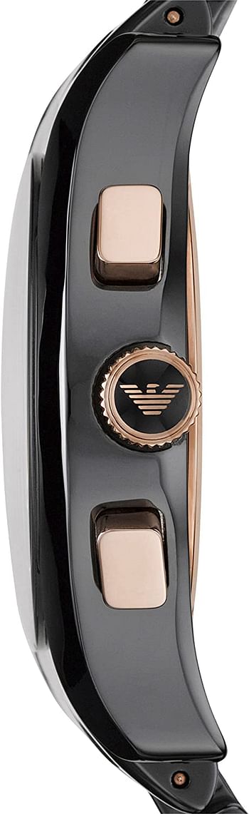 ساعة امبوريو ارماني AR1410 للرجال كوارتز، عرض انالوج وسوار سيراميك - أسود