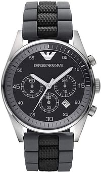 Emporio Armani Sportivo Men's Black Dial Silicone Chronograph Watch AR5866 42 millimeters Black
