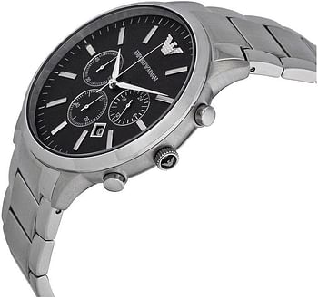 Emporio Armani Men's Chronograph Quartz Watch with Stainless Steel Strap AR2460, 2t Dark/Silver Bracelet