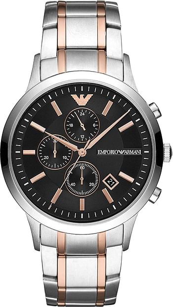 Emporio Armani Mens Quartz Watch, Chronograph Display and Stainless Steel Strap AR11165 43mm Silver