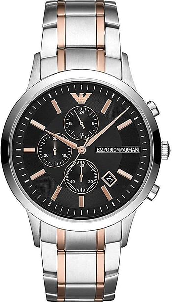 Emporio Armani Mens Quartz Watch, Chronograph Display and Stainless Steel Strap AR11165 43mm Silver