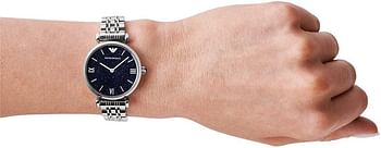 Emporio Armani Womens Quartz Watch Analog Display and Stainless Steel Strap AR11091 32 millimeters Silver & Blue
