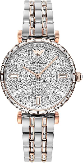 Emporio Armani Gianni T-Bar Quartz Silver Dial Ladies Watch AR11293/Analog/Silver