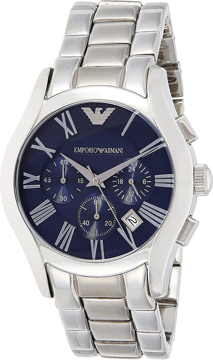 Emporio Armani Classic Men s Blue Dial Stainless Steel Watch AR1635 Analog Silver