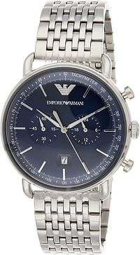 Emporio Armani AR11238 Men's Quartz Watch, Chronograph Display and Stainless Steel Strap - Silver