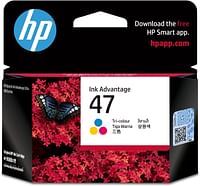 HP 47 Tri-color Original Ink Advantage Cartridge, 6ZD61AE/Multi color/one size