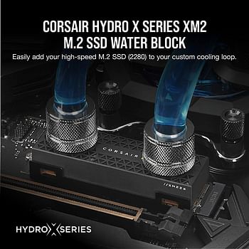 Corsair Hydro X Series XM2 M.2 SSD Water Block - Add Your M.2 SSD to a Custom Cooling Loop - Copper Cold Plate - Easy Installation