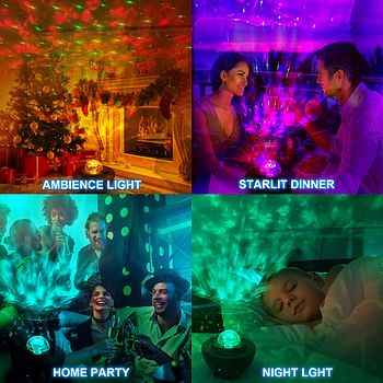 Night Light Baby Star Projector, 10 Color Bluetooth night Lamp with Timer Remote and Chargeable, Dimmable Combinations Romantic Starry Sky Best Gift for Kids Festival Bedroom Living Room (Black)