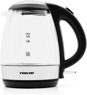 Nikai Electric Kettle 1.2 Litres 2200W Glass Pot NK303G  1.2 Litres glass